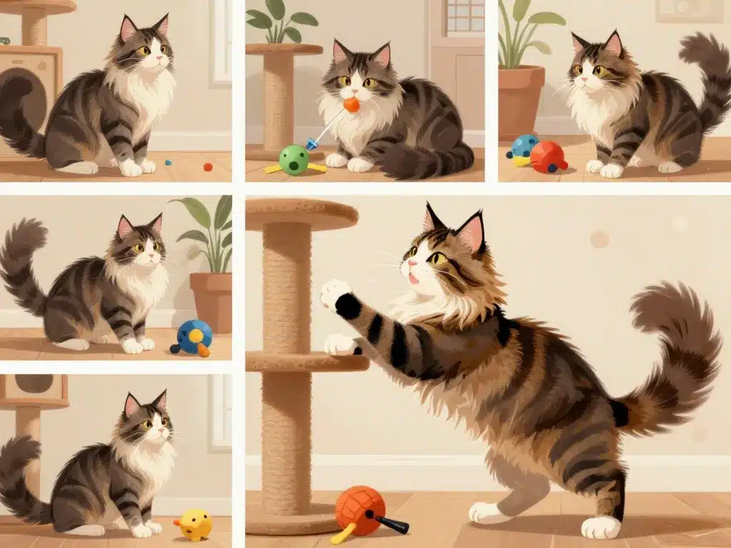 maine coon croisé chat de gouttière joueur sociable explorateur