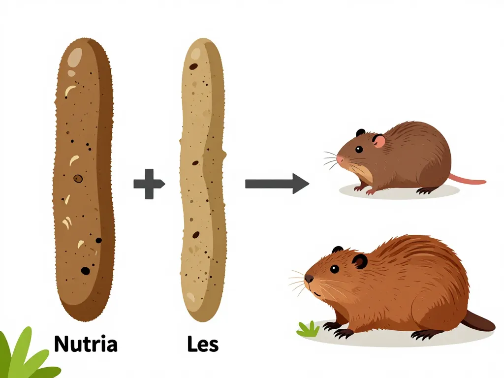 Crottes de ragondin comparées autres rongeurs visuelle