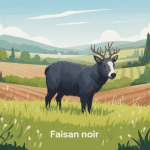 illustration faisan noir dans paysage français