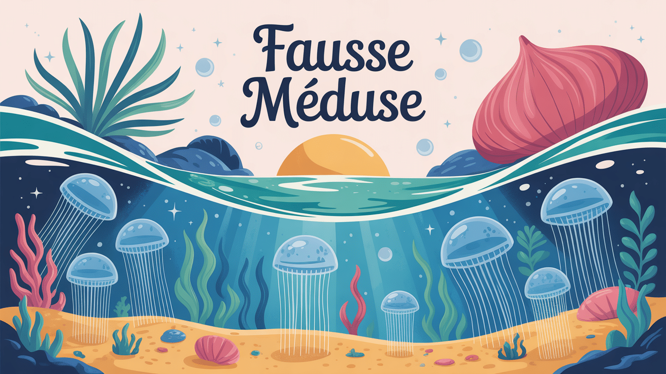 illustration fausse meduse plante et organisme marin