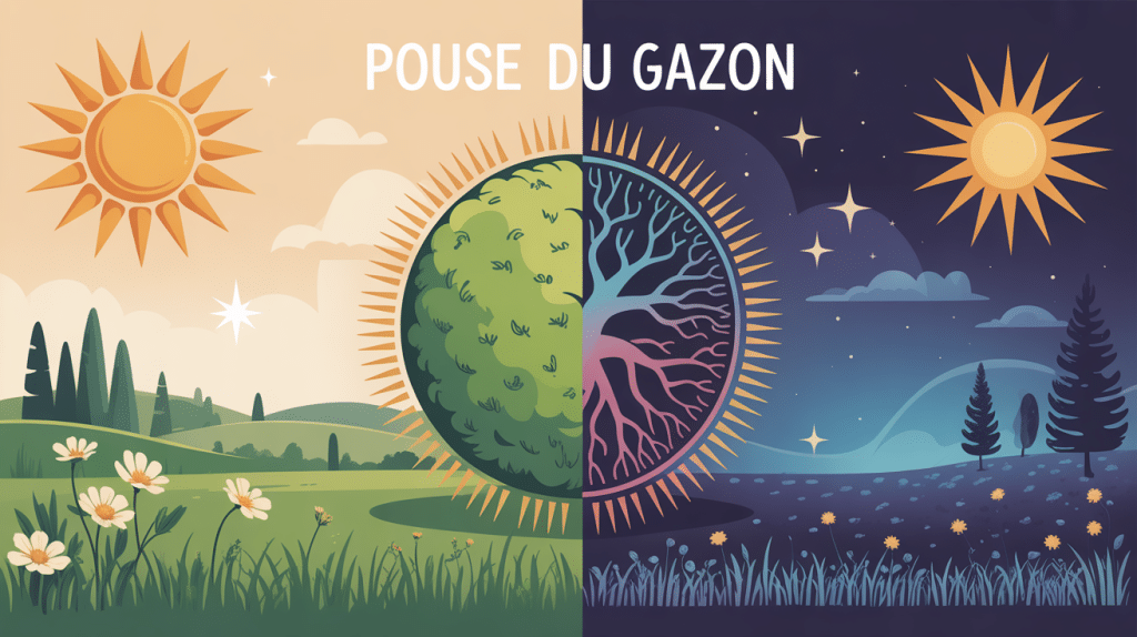 Le gazon pousse la nuit ou le jour visuel rythme et cycle