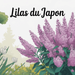Illustration lilas du Japon en floraison au jardin