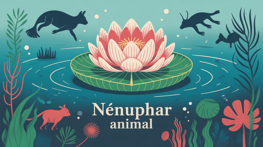 illustration nenuphar animal poétique flottant silhouette aquatique