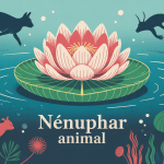 illustration nenuphar animal poétique flottant silhouette aquatique