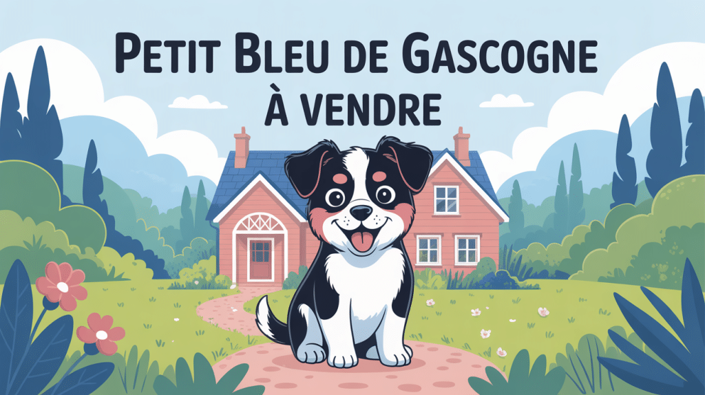 petit bleu de gascogne à vendre chiot heureux devant maison