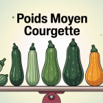 Image informative poid moyen d'une courgette sur balance