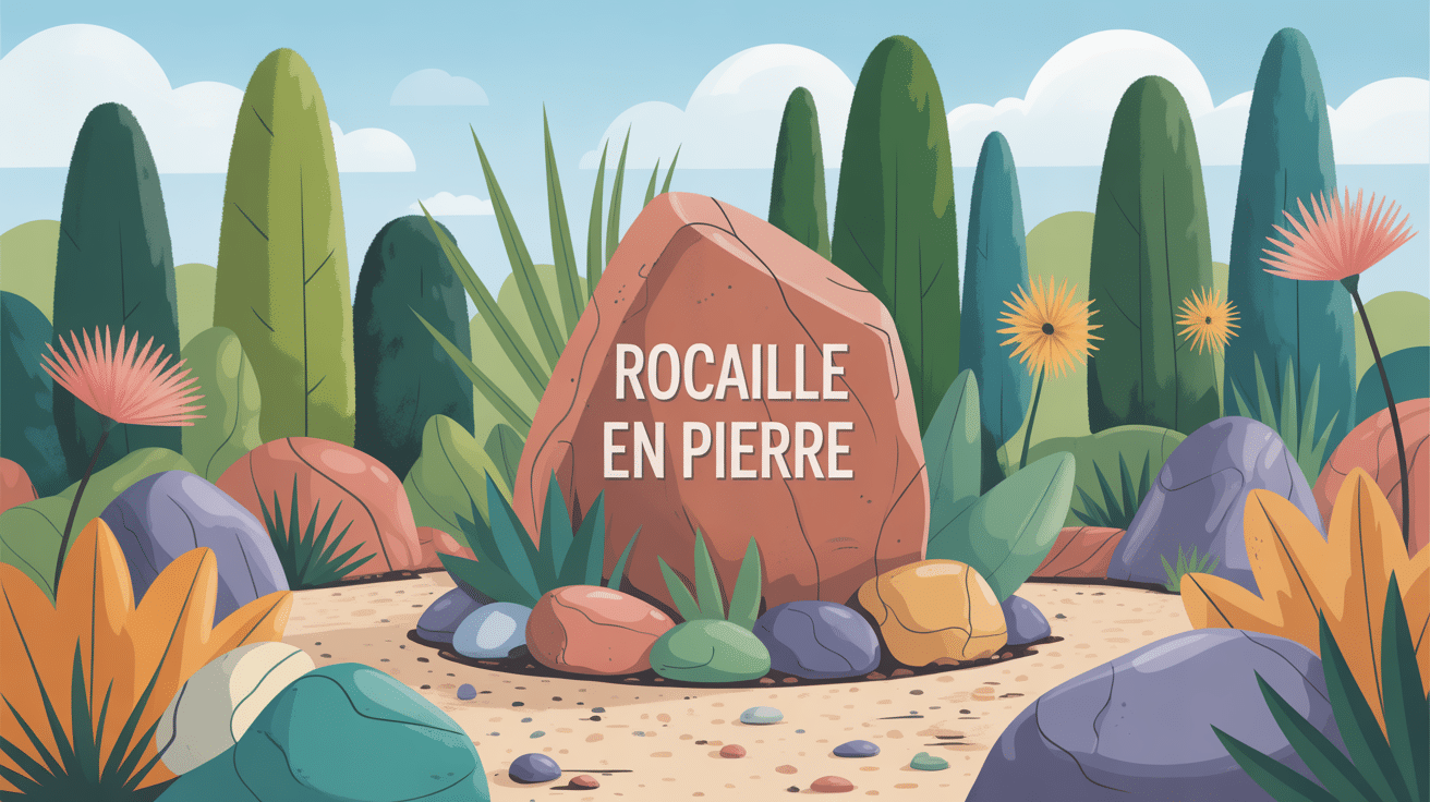 vue globale rocaille en pierre plantes et pierres