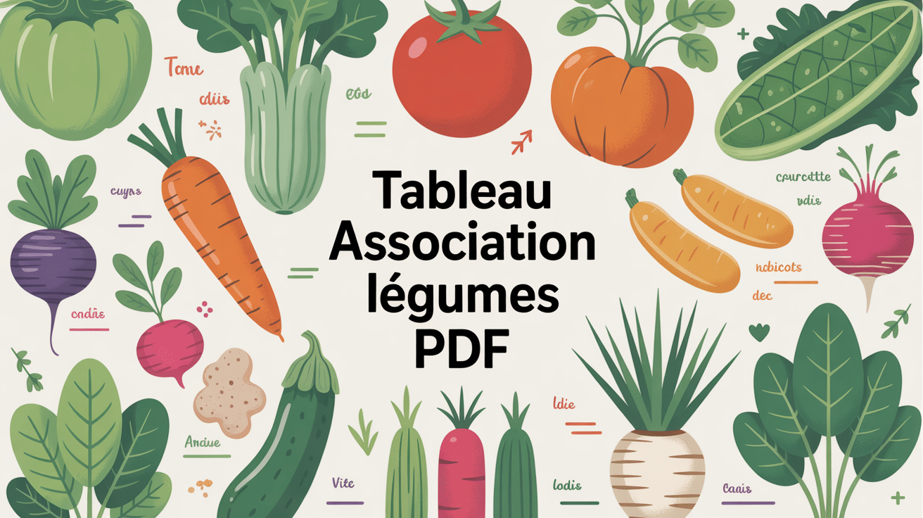 tableau association légumes potager pdf en illustration conviviale