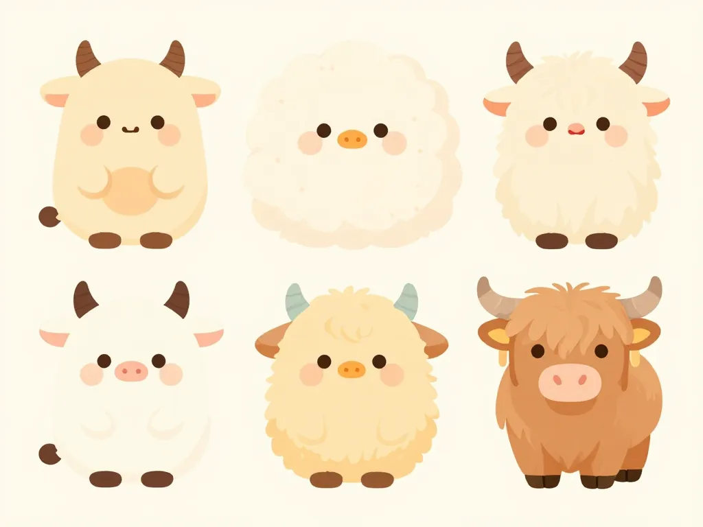 Différents types de vache fluffy peluche et Highland