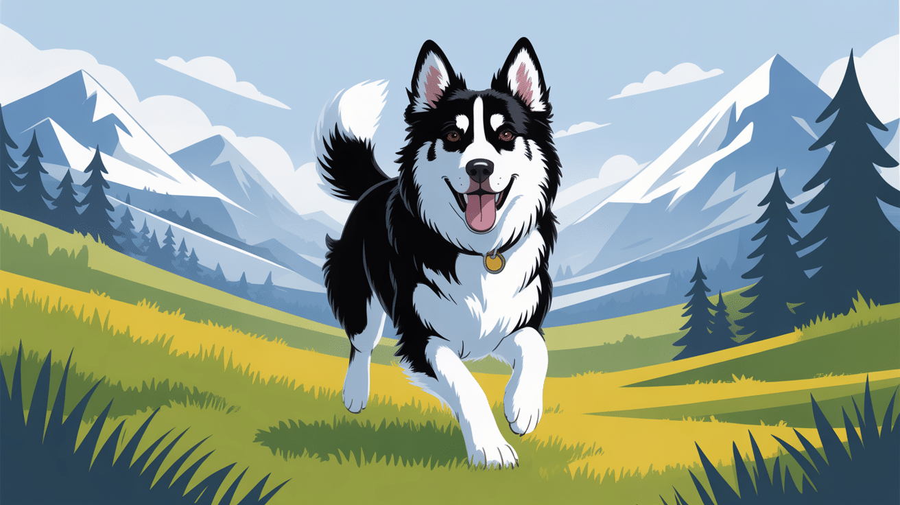 borsky dog croisé border collie husky illustration
