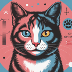 Illustration centrale chat chimère au visage bicolore