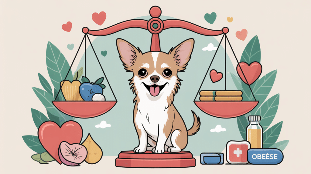 illustration chihuahua obese balance santé