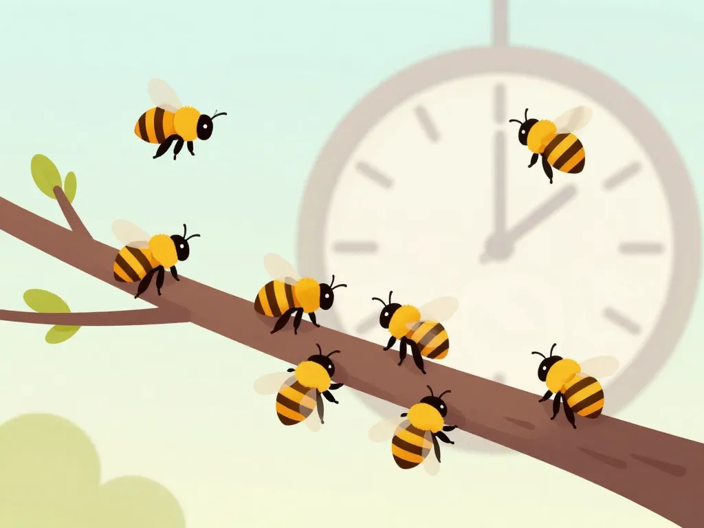 illustration essaim d'abeille combien de temps reste branche