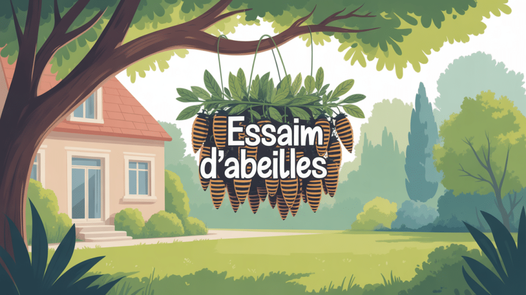 illustration essaim d'abeille combien de temps reste jardin