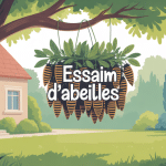 illustration essaim d'abeille combien de temps reste jardin