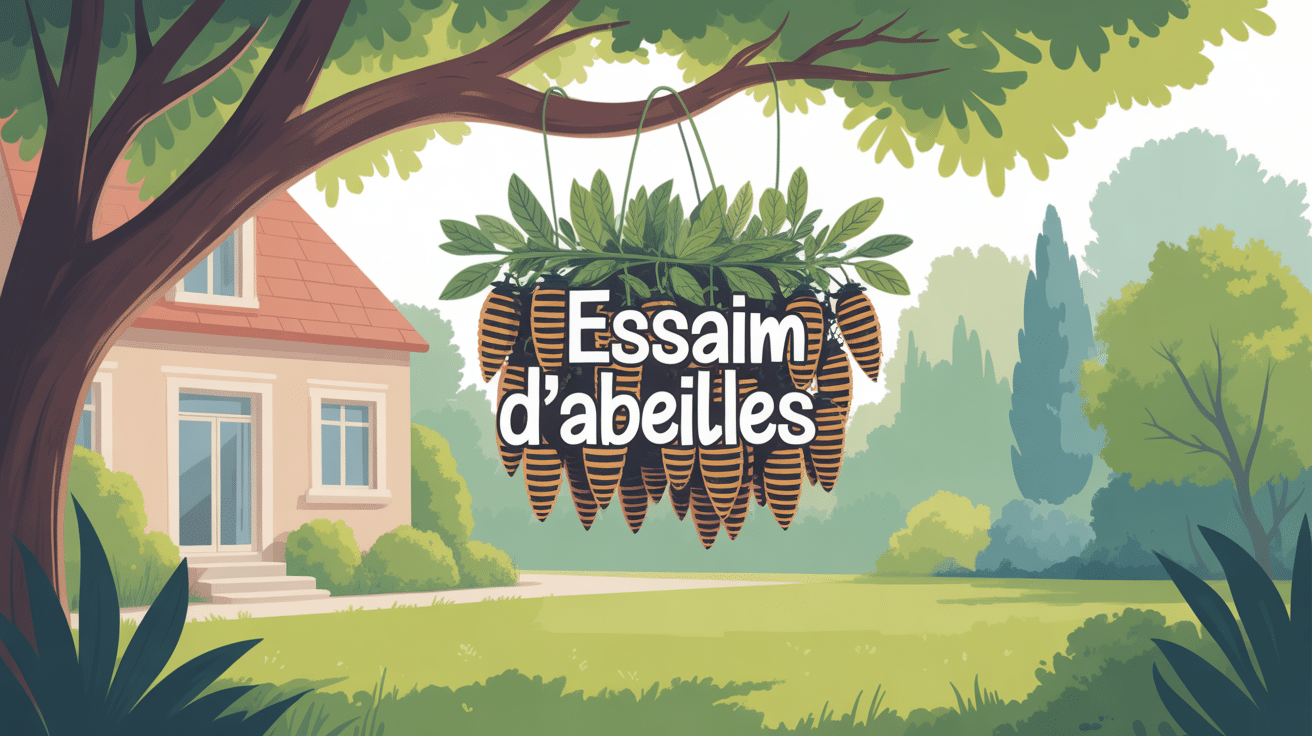 illustration essaim d'abeille combien de temps reste jardin