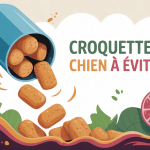croquette chien à éviter, illustration gamelle et croquettes douteuses