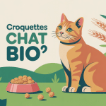 croquettes chat bio bol et chat paysage nature