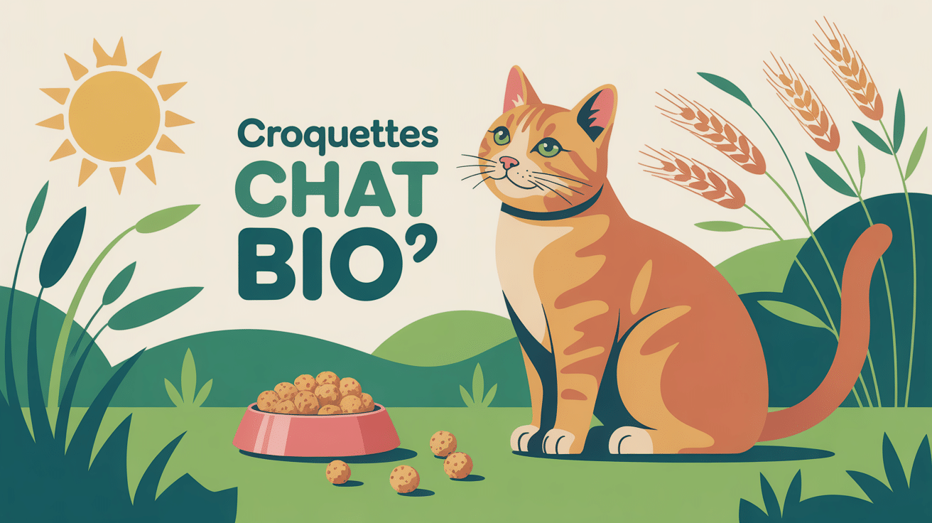 croquettes chat bio bol et chat paysage nature