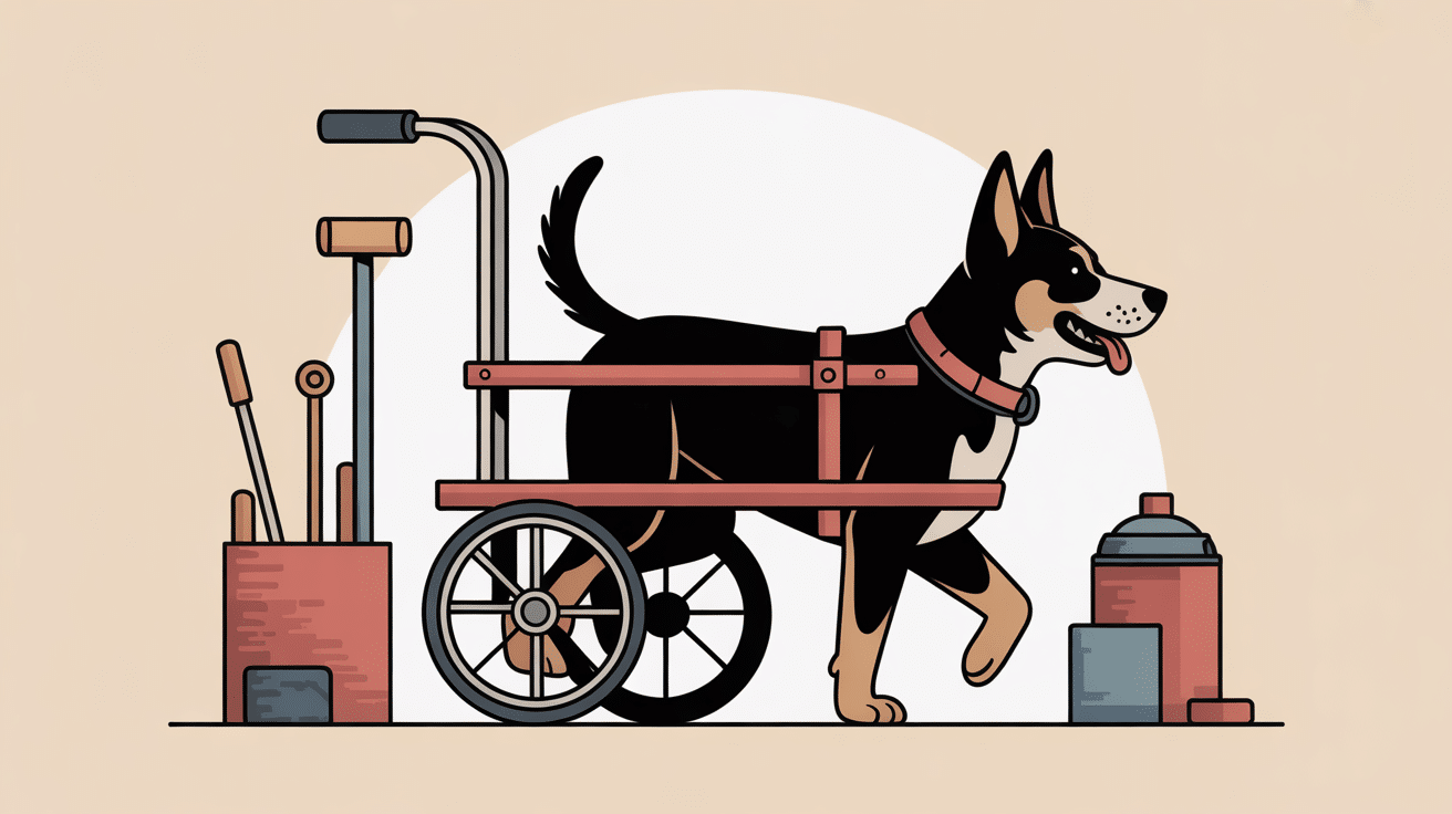 Fabriquer un chariot pour chien paralysé train arrière scene illustration