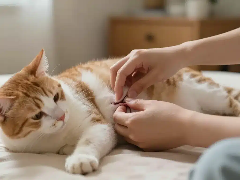 Surveillance et soin gonflement cicatrice sterilisation chat maison