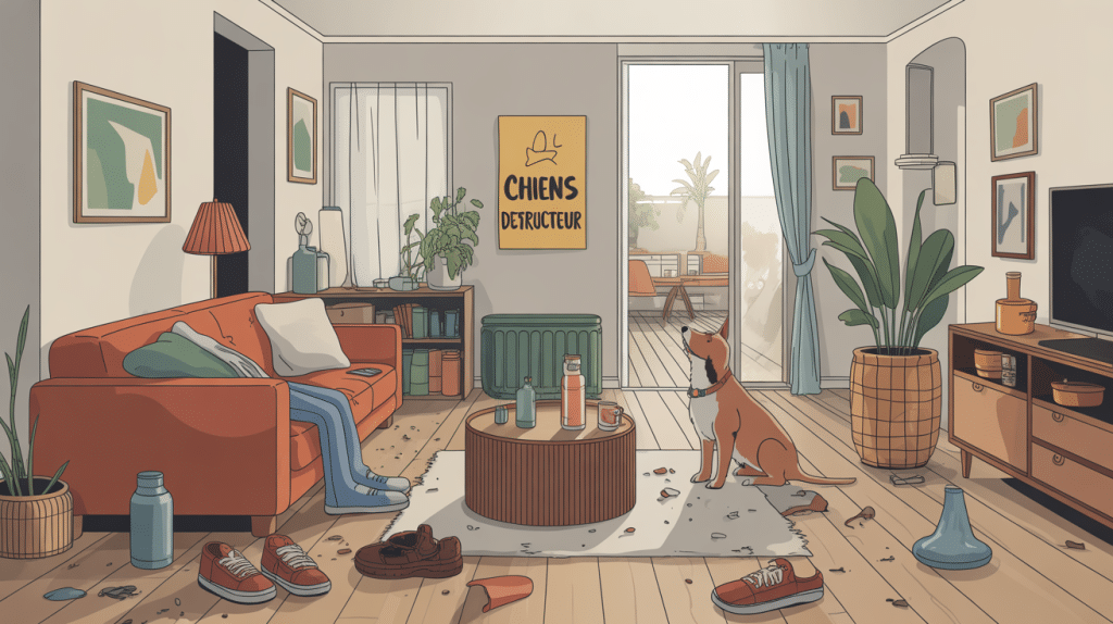 jusqu'à quel âge un chien détruit illustration salon chaos