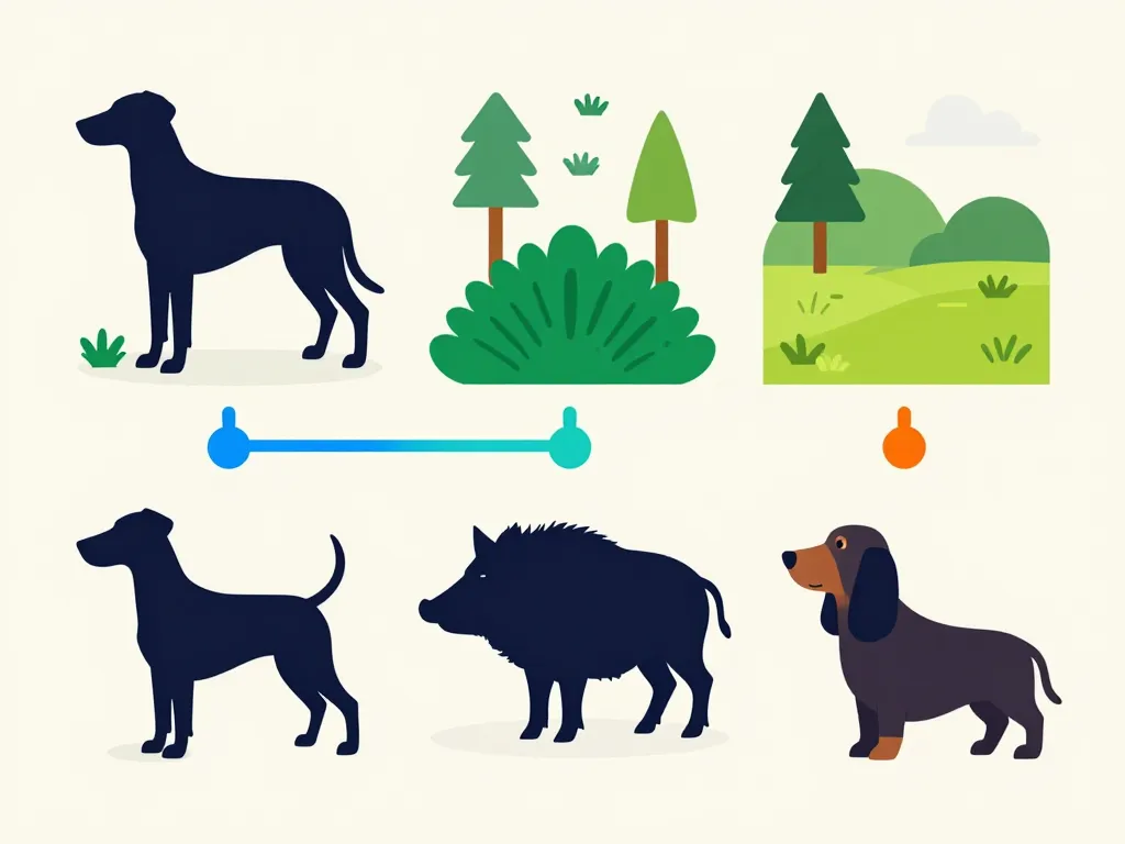 Différentes races chien de chasse pour le sanglier schéma concept