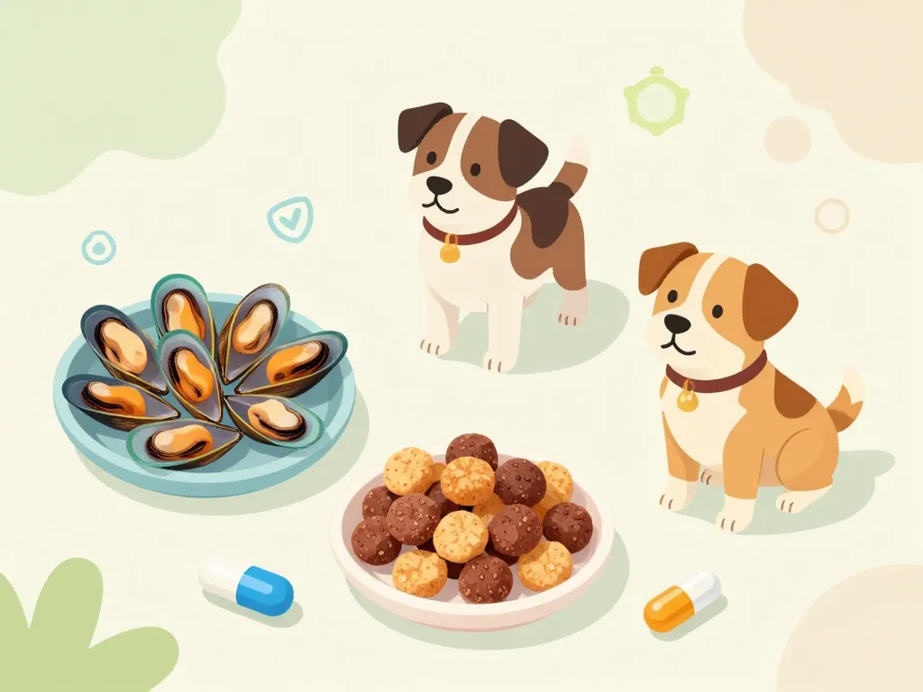 Dog entouré de moule chien frais séché complément