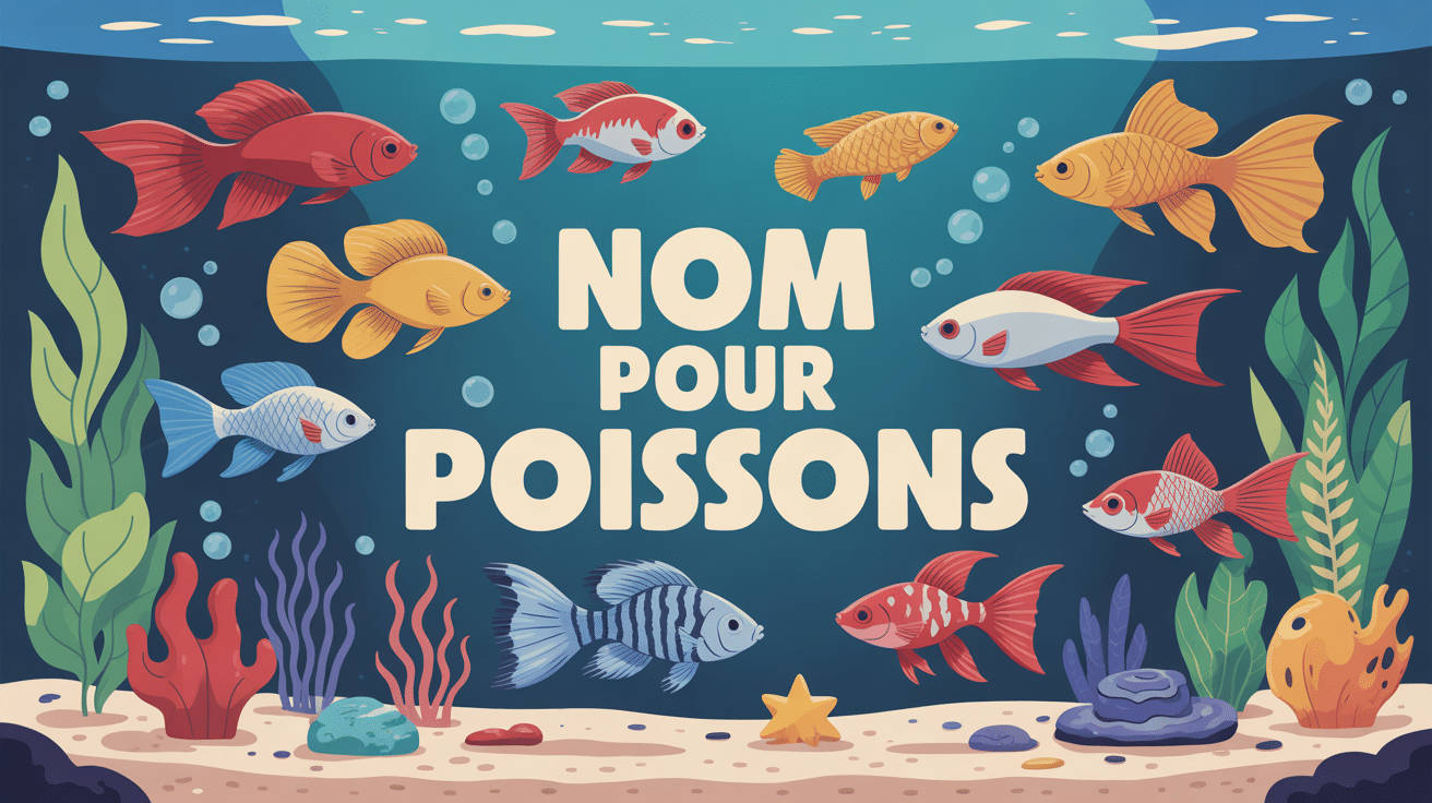 Scène aquarium colorée avec plusieurs poissons pour nom pour un poisson