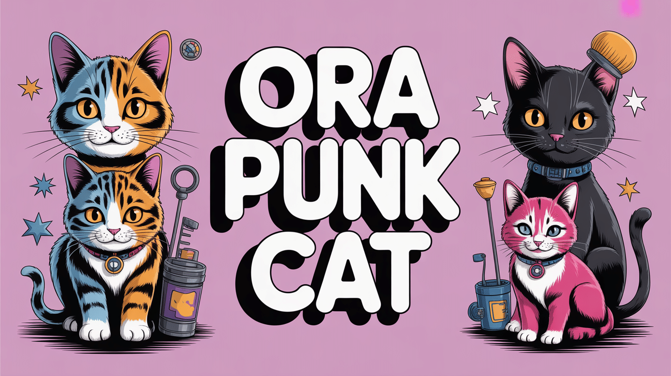Illustration de chats punk Ora Punk Cat en style crypto art