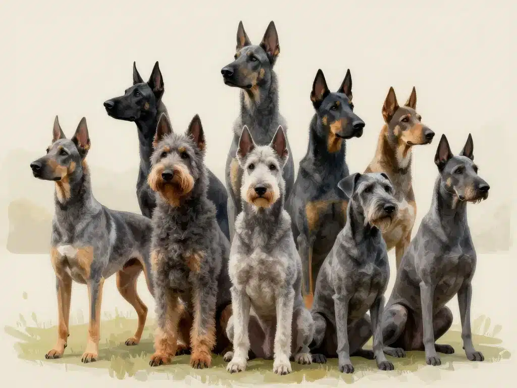 Plusieurs bergers gris comparés