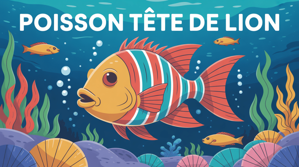Poisson tete de lion nageoires rayures ambiance méditerranéenne