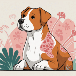 Psoriasis chien : chien avec plaques rouges et squames, style rassurant
