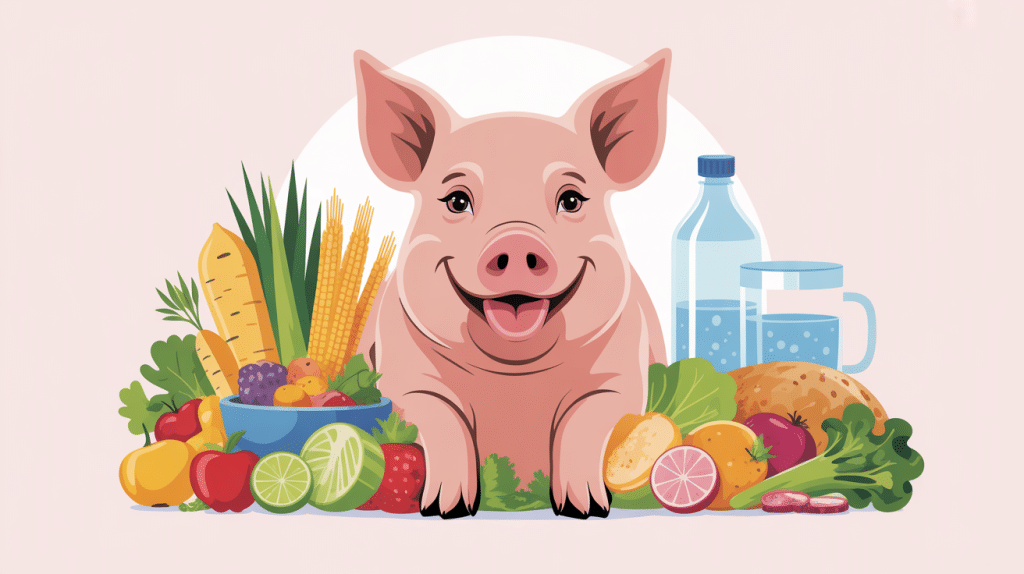 Que mange un cochon, alimentation saine illustrée