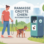 ramasse crotte chien automatique utilisé lors d'une promenade urbaine