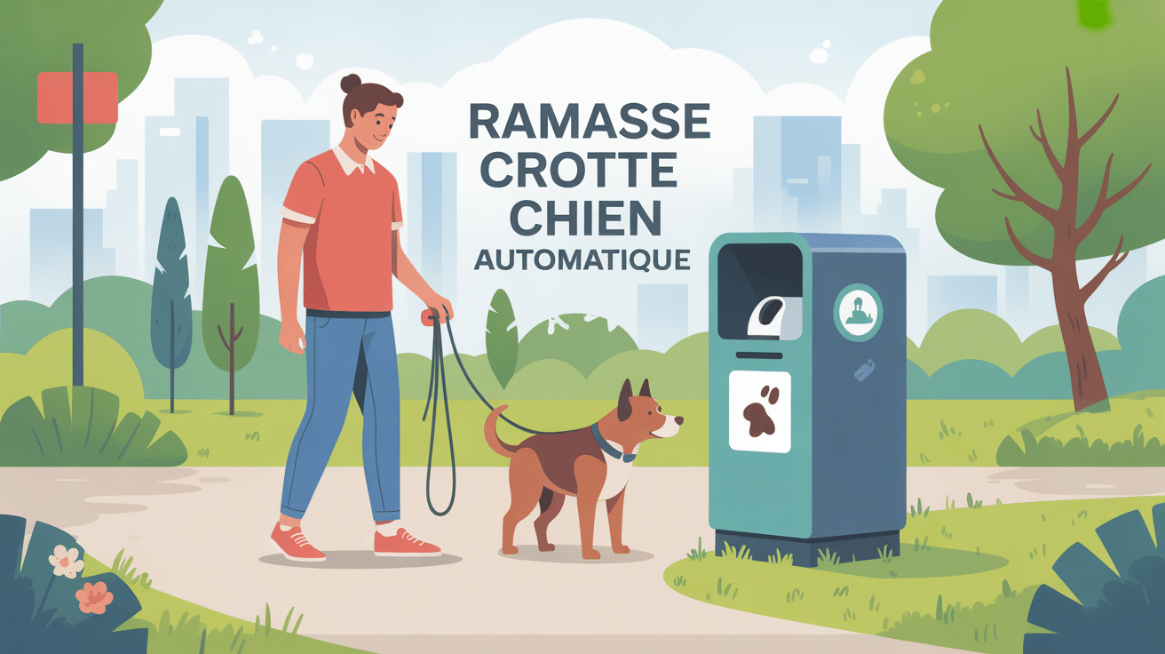 ramasse crotte chien automatique utilisé lors d'une promenade urbaine