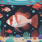 illustration moderne ryukin aquarium plantes poissons rouges