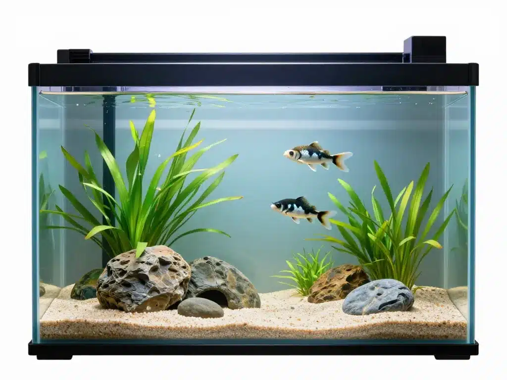 schéma aquarium adapté ryukin plantes décor lisse