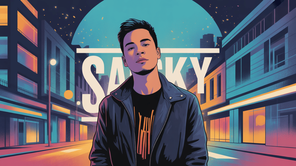 Portrait urbain stylisé de Samsky artiste musique