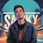 Portrait urbain stylisé de Samsky artiste musique