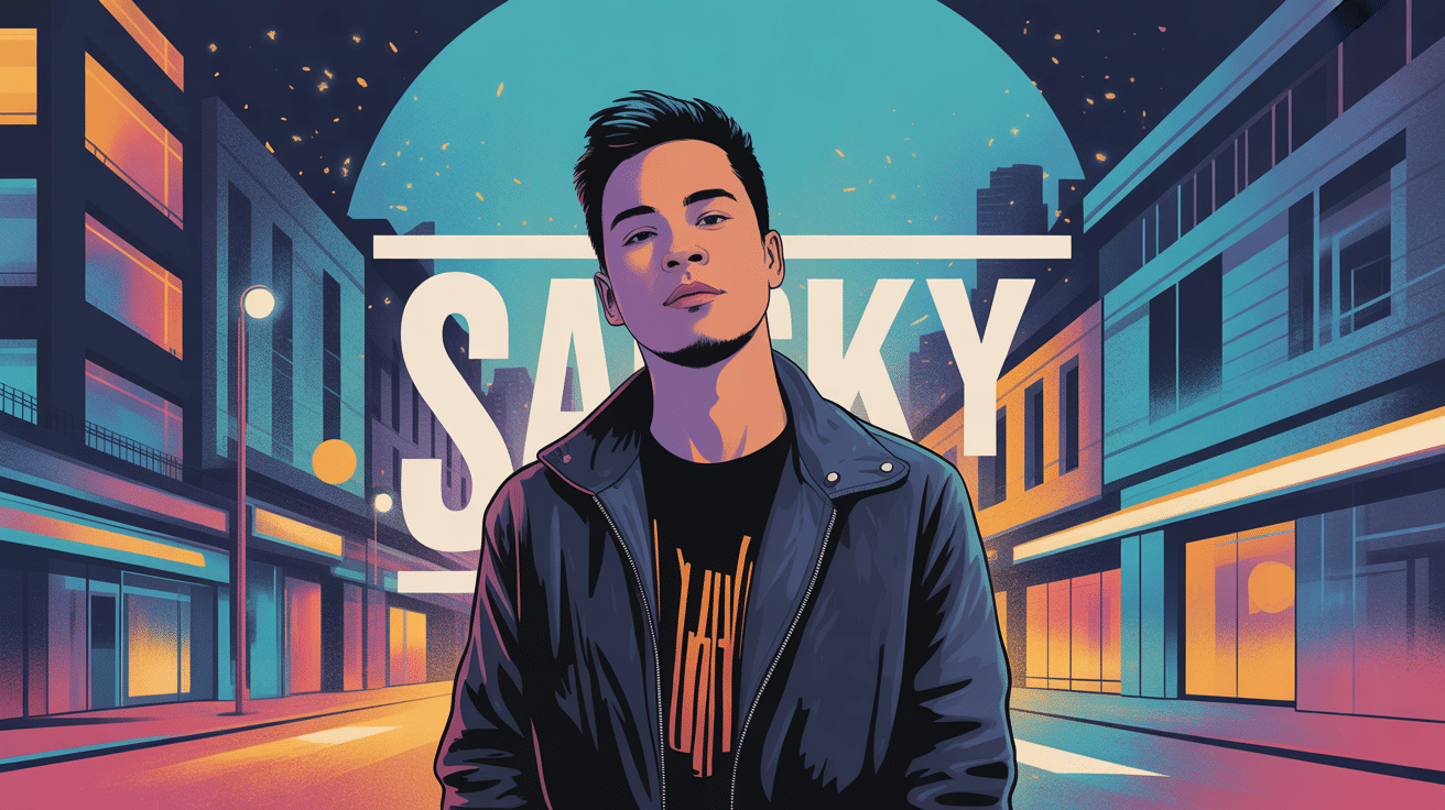 Portrait urbain stylisé de Samsky artiste musique