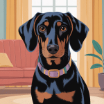 portrait artistique teckel arlequin poil ras dans un foyer chaleureux