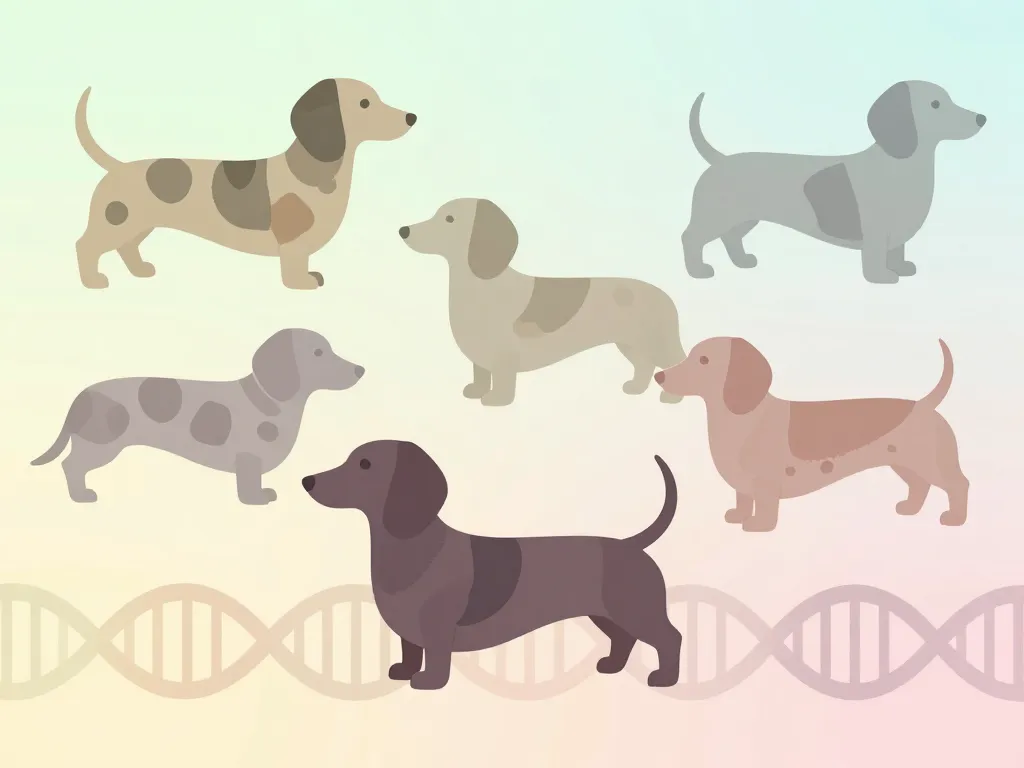 illustration génétique robe teckel arlequin poil ras abstrait