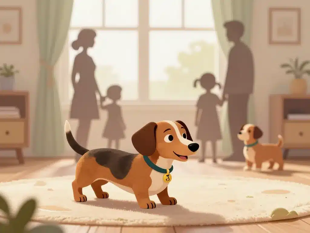 teckel arlequin poil ras jouant famille intérieur maison