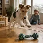 fox terrier poil dur joue salon