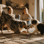 adoption berger australien chien famille jouant
