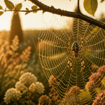 Araignée de jardin sur toile perlée de rosée