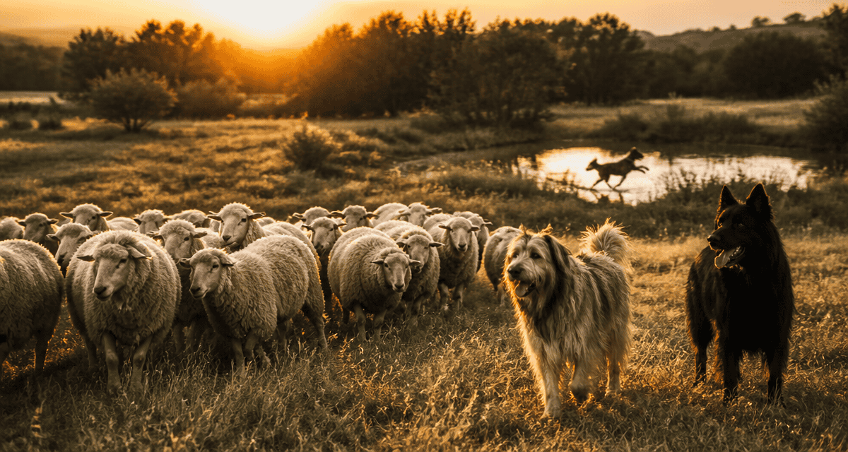 bergers espagnols guidant un troupeau de moutons