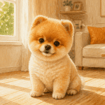 boo spitz nain coupe nounours sur parquet