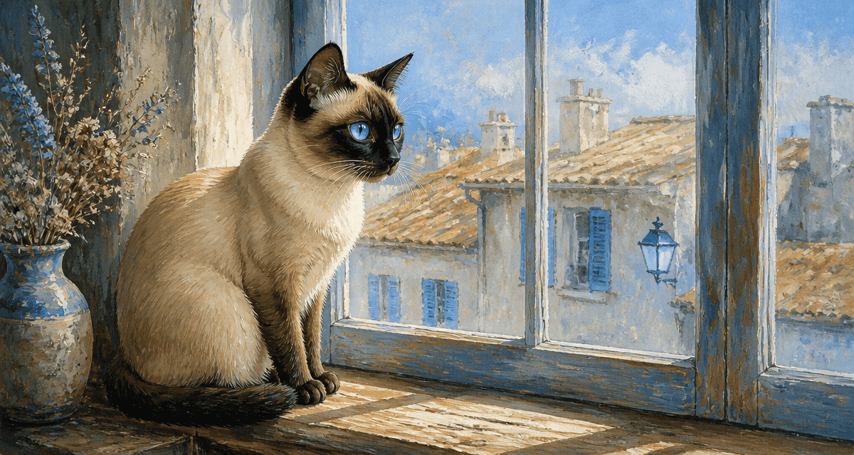 Chat au yeux bleu regardant dehors